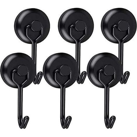 Crochet Aimanté Puissant Crochet Magnetique Frigo Noir Néodyme Pivotants Aimant Crochet Magnétique Crochets Aimantés Magnétiques pour Cuisine Torchon Tableau 6pcs (1/5)