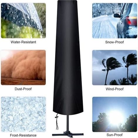 Großer, gerader Sonnenschirmbezug für den Garten (2 m, 3 m, 4 m), aus strapazierfähigem 210D Oxford-Gewebe, H 190 x 30/50 cm, wasserdicht und UV-beständig, mit Teleskopstange (1/5)