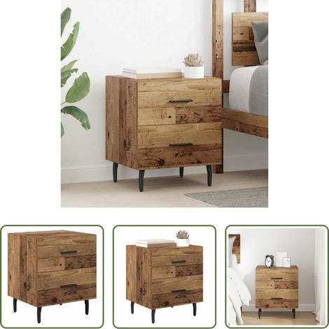 Rangement chambre - Cabinet de chevet avec tiroir Bois ancien 40 x 35 x 47,5 cm (1/5)