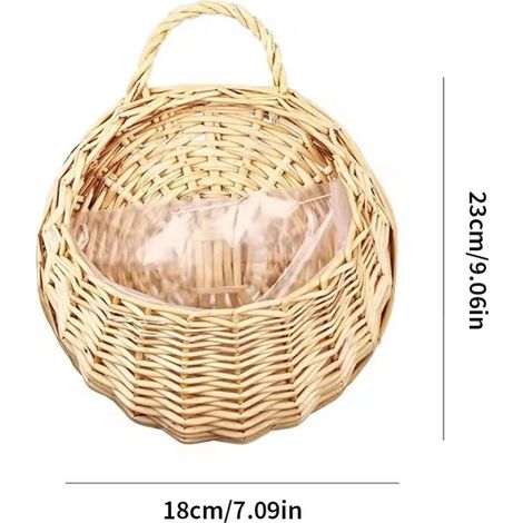 Jardinière murale en rotin tressé à la main, panier en rotin tressé, support pour plantes grimpantes, pot de jardin, jardinière murale (1/4)