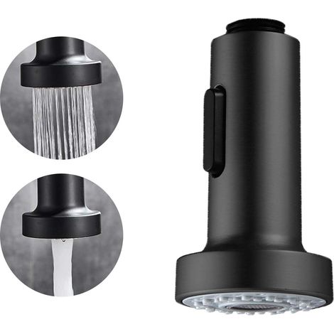 Robinet de cuisine avec douchette rétractable, embout universel rabattable, adaptable sur mitigeur cuisine – Noir