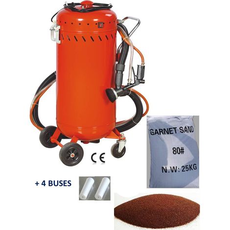 Combiné Sableuse Aérogommeuse Aspirateur mobile 106L + 4 Buses 7mm + Sac 25kg Abrasif Garnet 80A+ (1/3)