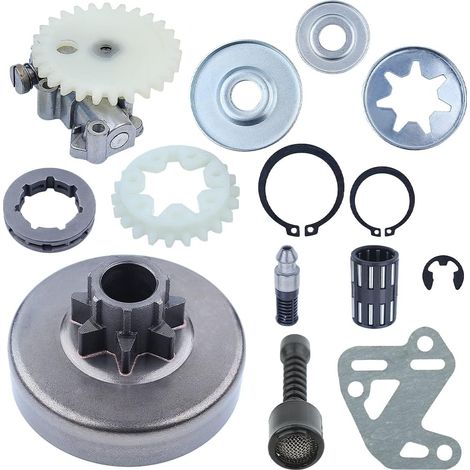 Pignon de chaîne d'embrayage 3/8" 7 dents pour Stihl MS380 038 MS381 1119 160 2000 pour tronçonneuses, embrayage, pignon de chaîne 3/8" 7 dents, roulement d'embrayage, kit de joints d'embrayage, turbi (1/5)