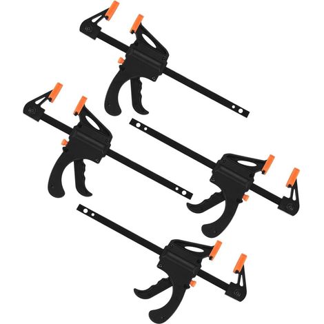 Jeu de quatre serre joints à cliquet à une main, cliquet à dégagement rapide, serre joint de fixation pour le travail du bois, serre joint en plastique  10 cm (1/5)