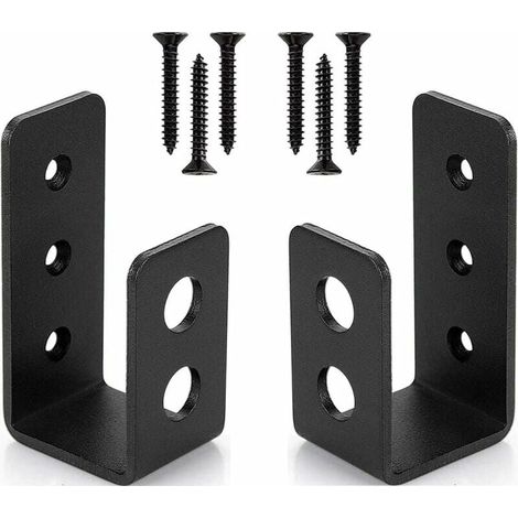 Lot de 2 supports de porte en acier robuste pour porte de 2 x 4, barre de sécurité en forme de U (1/4)