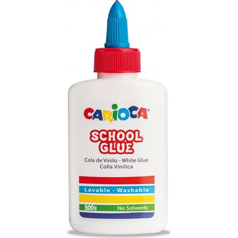 Carioca Weißleim 500g - Deckel mit Spender - geeignet für Papier und Karton - nach dem Trocknen transparent - lösungsmittelfrei - Farbe white