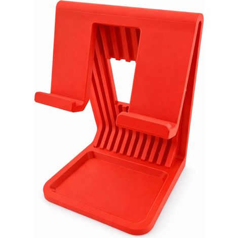 Supporto da scrivania rosso per tablet iPad con passacavo. (1/3)