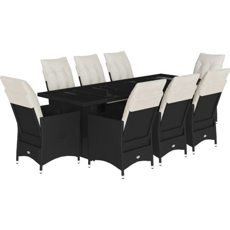 Maison Exclusive - 9-tlg. Garten-Bistro-Set mit Kissen Schwarz Po (1/5)