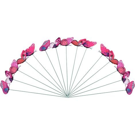 Papillon Artificiel - 24 Pièces - PVC - Pour Décoration de Pot de Fleurs Jardin Bureau Intérieur - 30 cm x 10 cm (1/4)