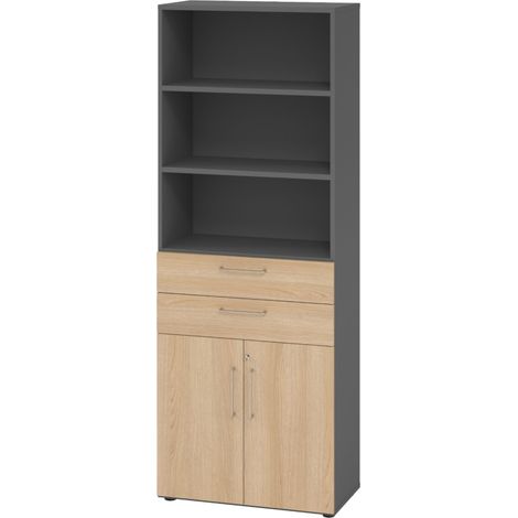 bümö smart Kombischrank - mit Schubladen   Graphit/Eiche