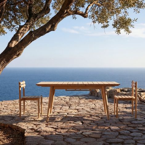 Table de jardin extensible en teck massif 4-6 pers. Vadim (1/4)