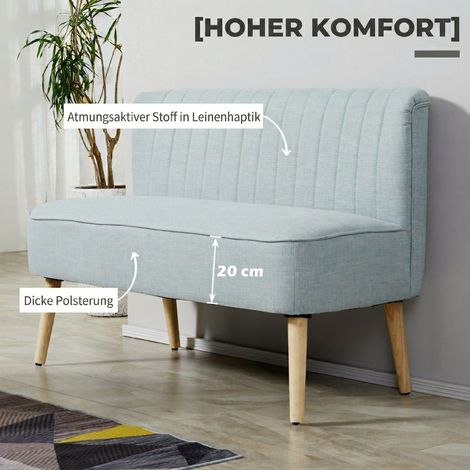 Zweisitzer-Sofa, weicher Bezug, pflegeleichter Bezug, Belastbarkeit bis 220 kg, Maße: 117 x 56,5 x 77 cm, hellgrün. (1/5)