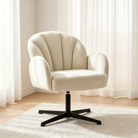 Fauteuil pivotant forme coquillage, fauteuil d'appoint, fauteuil lounge moderne, fauteuil design rotatif, pour salon et chambre, confort optimal (1/5)