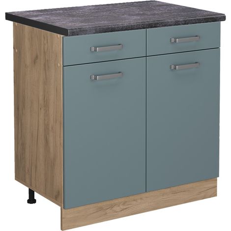 Mobiletto base per cucina R-Line, Grigio-blu, 80 cm , PL Antracite, Vicco