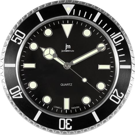 Lowell Orologio da Parete al Quarzo Cassa Acciaio Indici Luminiscenti D 33,8 Cm Nero (1/2)
