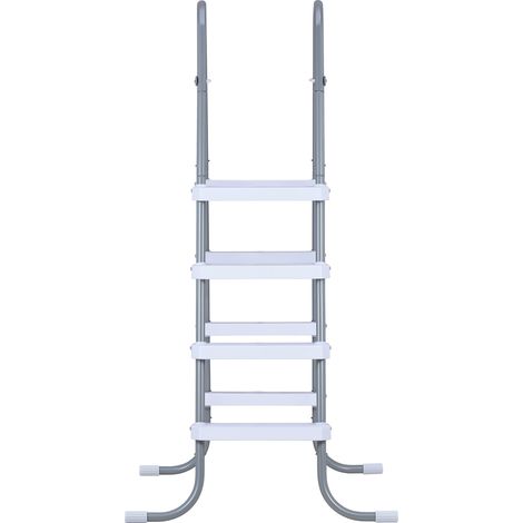 Mophorn Scaletta per piscine fuori terra, scala di sicurezza a 4 gradini con struttura stabile a forma di A, altezza 121,9 cm, telaio in acciaio resistente, gradini ampi antiscivolo, capacità 136 kg