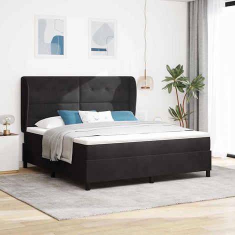 Boxspringbett mit Matratze Schwarz 200 x 180 cm Samt (1/5)
