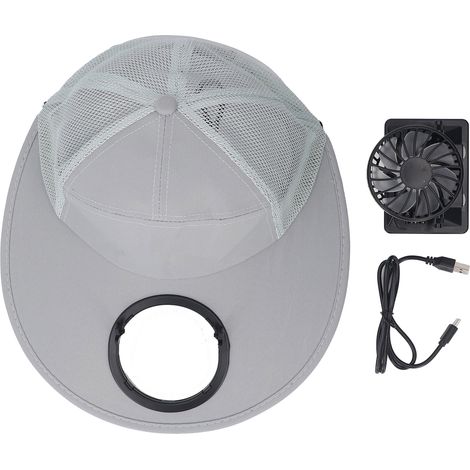 Chapeau pare-soleil avec ventilateur solaire, protection solaire estivale pour le travail en extérieur, idéal pour la pêche, commande vocale IA, chargement USB, couleur gris clair. (1/5)
