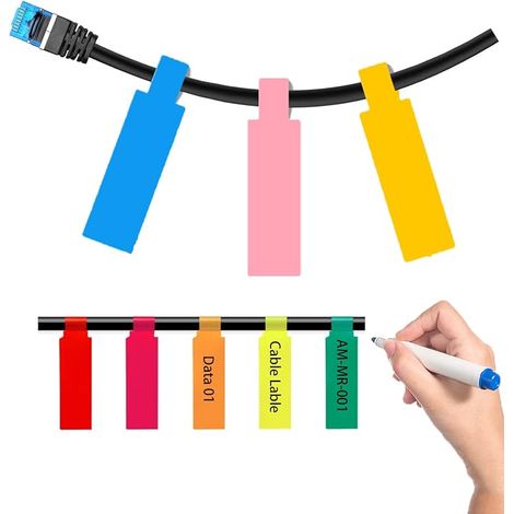 600 étiquettes de câbles étanches en couleur pour produits électroniques, étiquettes manuscrites pour la gestion des câbles, autocollants d'identification permanents auto-adhésifs, 8 couleurs. (1/5)