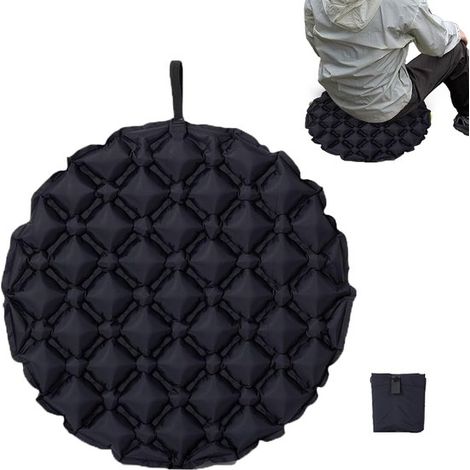 Coussin de siège gonflable - Coussin léger - Assise confortable - Imperméable et résistant à l'humidité - 50 x 50 x 5 cm - Noir (1/5)