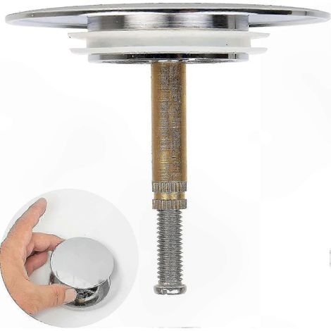 Bouchon de baignoire réglable, 70 mm, double joint, robinet universel pour lavabo, métal trempé chromé (1/5)