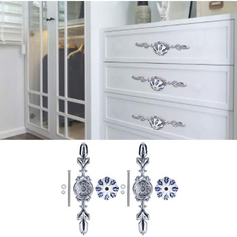 Sets blau-weißer, kürbisförmiger Porzellangriffe für Schrank-, Kleiderschrank- und Garderobentüren – moderner minimalistischer Landhausstil – Artikelnummer 1061D – große Ausführung (1/5)