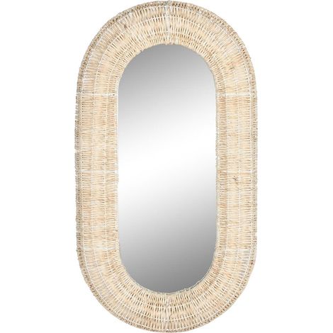 Miroir ovale en fibres naturelles pour déco zen - Naturel éclatant (1/3)