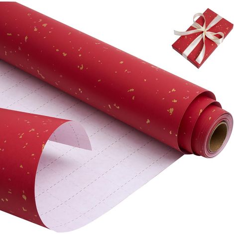 Rouleau de papier cadeau d'anniversaire, 43 cm x 9 m, kraft rouge recyclable, pour anniversaire, mariage, baby shower, décoration de fête. (1/5)