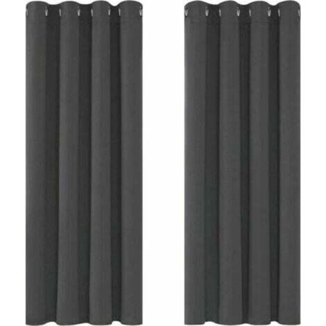Blackout Curtains Thermal Insulated Anti Cold, 117x138 CM (Width x Height), Modern Design with Eyelets, Curtains for Living Room and Bedroom, Dark Grey, 2 Pieces (1/4)