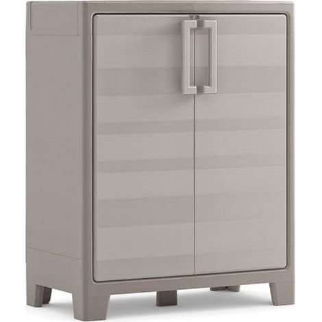 Armadio Basso da per Esterno Giardino in PVC Plastica Resina 2 Ante 80X44