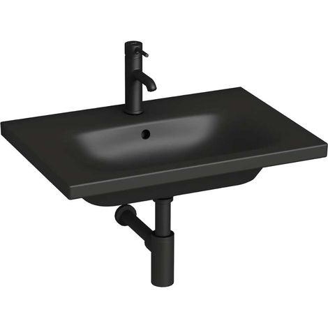 Jika Mio-N - Lavabo 80 x 45 cm, avec trop-plein, avec trou pour robinetterie, noir mat H8127167161041 (1/2)