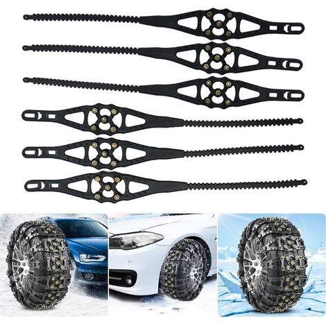 Lot de 6 chaînes à neige universelles antidérapantes pour pneus de voiture, tout-terrain et SUV (1/5)
