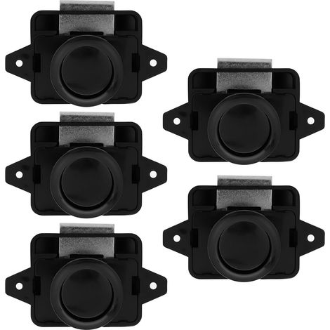 5 Verrous à bouton, poussoir noirs pour armoires et tiroirs, cars (1/5)