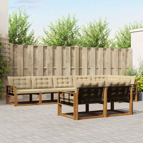Outdoor-Sofagarnitur mit Kissen 8 pcs Natur und Beige