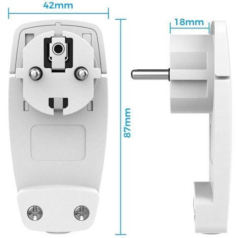 2 Pièces Prise Extra Plate Fiche Plate Blanche - avec Poignée Rabattable, Fiches Schuko pour Câbles avec Section de Câble 1,5 mm² Prise Européenne Accueil IP20 250 V (16A) (1/3)