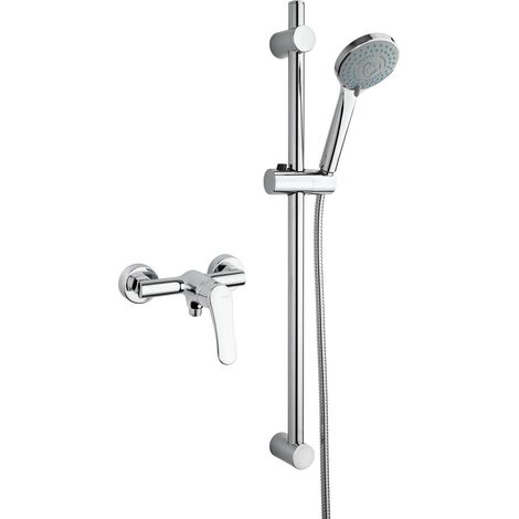 Conjunto de grifería para cabina de ducha con mezclador exterior y barra deslizante Piralla Attila KITATTILA3CR (1/3)