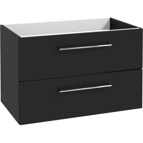Meuble Sous Lavabo Noir Mat - 70 Cm - Tiroirs Doux - Meuble Suspendu - Salle De Bain (1/5)