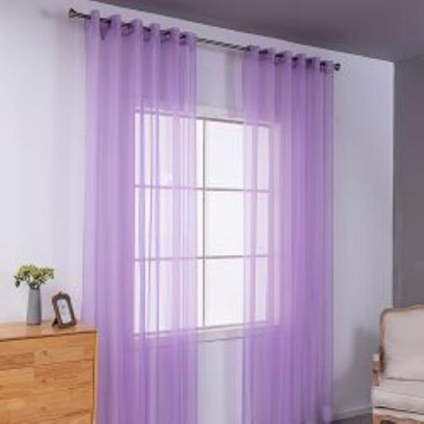 Dos cortinas semitransparentes perforadas, ligeras y transpirables, ideales para dormitorios, salones y decoración de interiores, de 140 x 230 cm, color púrpura. (1/5)