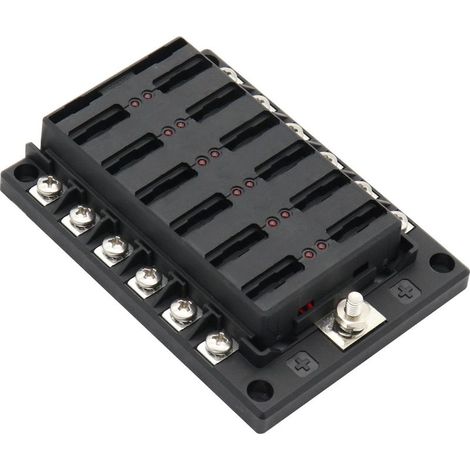12-fach Sicherungshalter, 1 Eingang / 12 Ausgänge – LED-Fehleranzeige pro Stromkreis – Schützt die elektrische Ausrüstung Ihres Wohnmobils (ohne Sicherungen) (1/5)