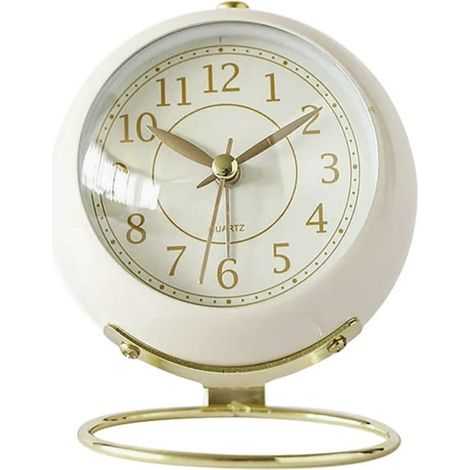 Réveil Silencieux Horloge de Table Ronde Décorative Créative, Cadran Analogique pour Chevet Chambre à Coucher, Bureau, Décoration Intérieure (1/5)