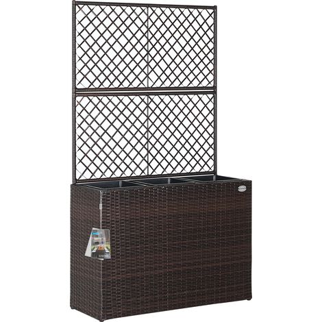 Casaria – Jardinière en polyrotin avec treillis – Set de 3 pots de fleurs – Dimensions 83 x 30,5 x 146 cm – Couleurs au choix noir, gris, brun, crème