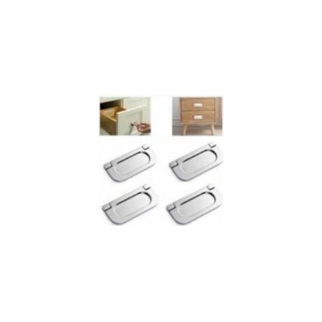 Pack of invisible stainless steel handles, silver, for drawers, cabinets, wardrobes, with screws (75 mm), YMYNY door handles for kitchen furniture (1/3)