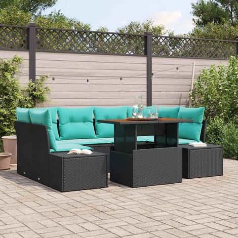 vidaXL Set Divano da Giardino 7 pz Nero Poly Rattan (1/5)
