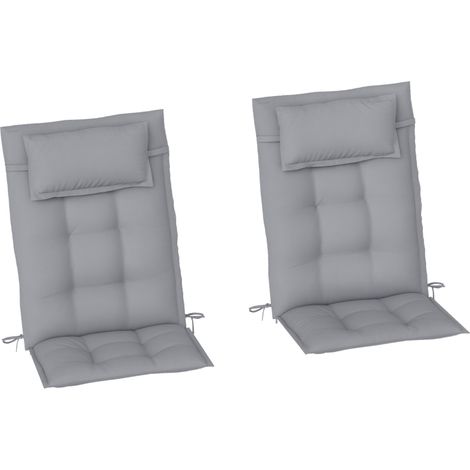 Lot de 2 coussins pour transats, déperlants, pour transats de jardin, 50 x 116 x 5 cm, gris clair (1/5)