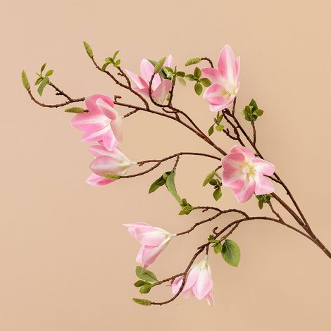 Bouquet de 7 têtes de magnolia artificiel, tiges de magnolia pour la maison, fleurs artificielles, décorations de mariage (1/5)