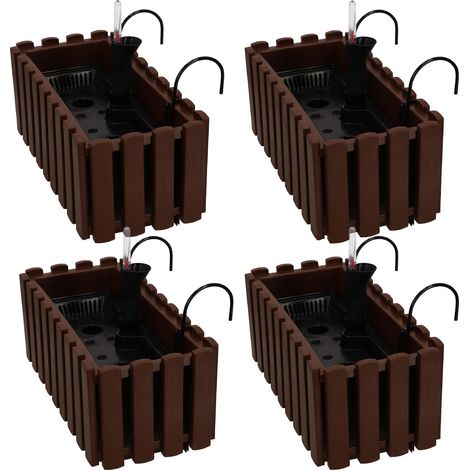 Blumenkasten für Balkon, Terrasse oder Geländer, braun, 40 cm, 4 Stück