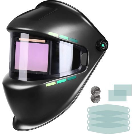 Masque de Soudure, Grand Champ de Vision, Gamme d'Ombre Complète DIN5-9/9-13, 4 Capteurs, Casque Soudure Automatique pour MIG/MAG/TIG/Soudage à l'arc//Meulage/Découpage au Plasma (1/5)