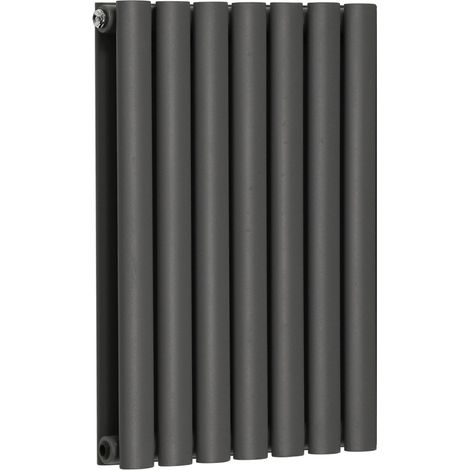 Warmehaus Oval Anthracite Radiator Horizontal Double 600x413mm (1/4)