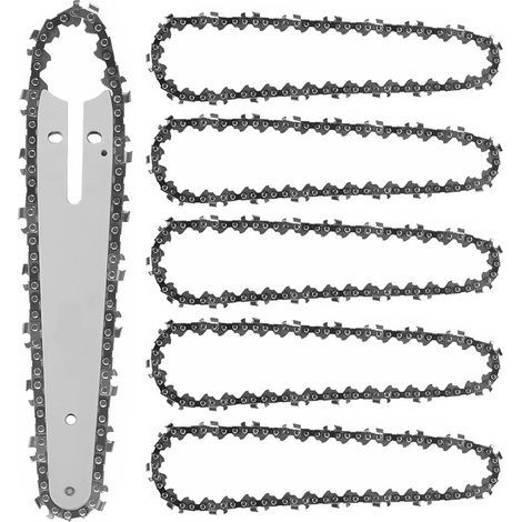 5 pièces de chaînes de scie 6 pouces avec 37 maillons d'entraînement 1/4" Chaîne de remplacement pour scie à chaîne mini batterie, Accessoires pour scie à chaîne électrique (1/5)