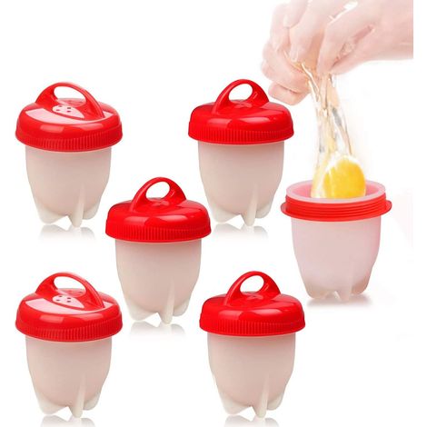 Cuit Oeufs, Cuit Pocheuse Silicone Oeuf, Easy Eggs Cooker Coquetier Gel de Silice de Qualité Alimentaire, Faire Bouillir des Oeufs sans Le Coque（6Pcs）
